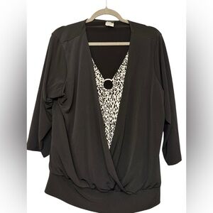 Judy Knapp Animal Print 2 in 1 Blouse 2X